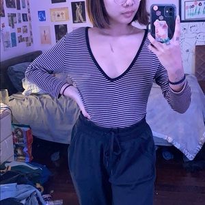 plunge v neck striped stretchy yellow black